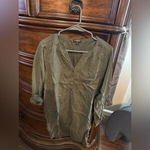 Express Khaki Green Casual Shirt